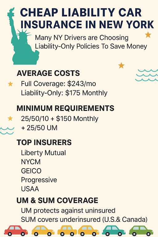 Infographic Cheap Liability Car Insurance in New York