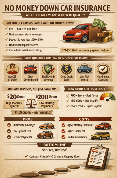 Infographic on No Money Down Car Insurance