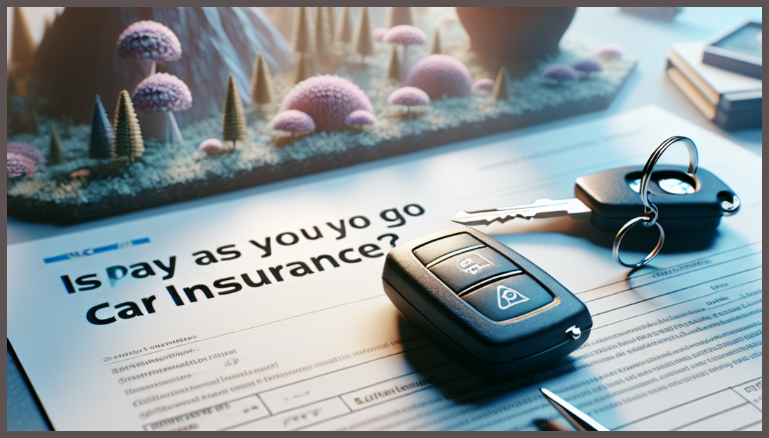 Pay as you go car insurance concept with a car and insurance symbols.